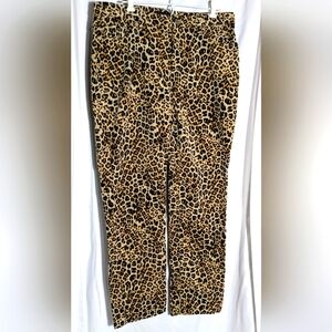 Women's Charter Club Velveteen Leopard‎ Print Straight Leg Pants| Size 14